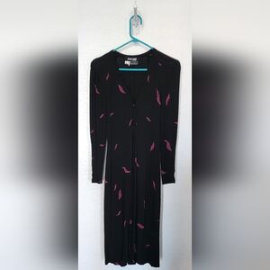 Jean Muir Vintage Black w/Pink Design Print Dress. Size US 10